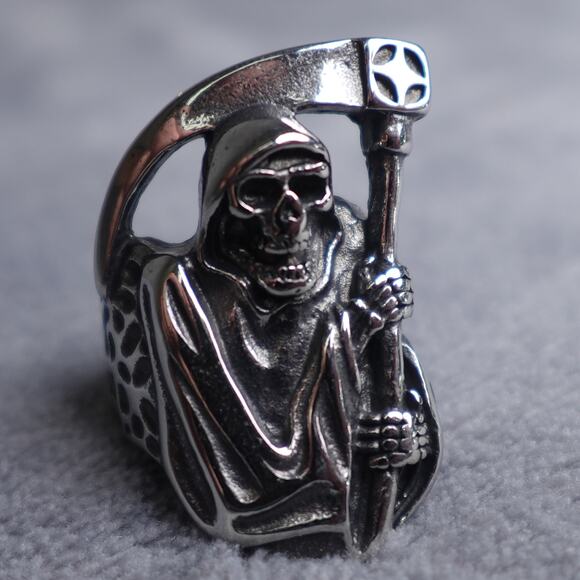 Stainless Steel Grim Reaper Ring Size 13 RSRN-659 - Picture 5 of 6